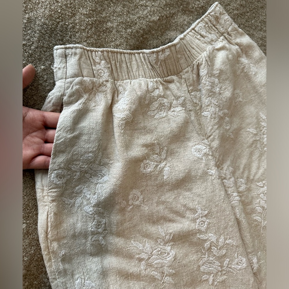 Abercrombie linen embroidered pants